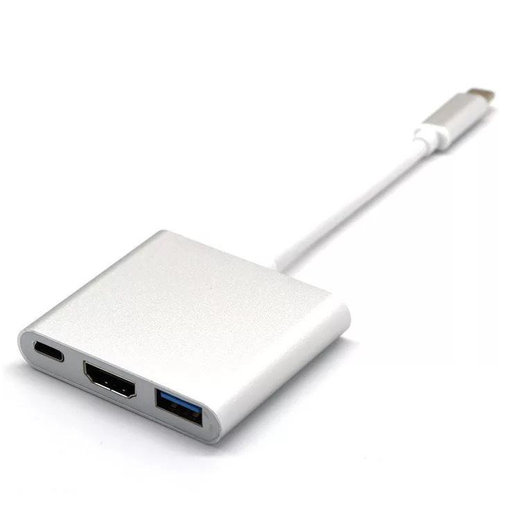 

Переключення з точки (switch) на жорсткий адаптер HDMI конвертер HDMI USB три в одному конвертер концентратор USB 3.0 багатофункціональний конвертер срібний