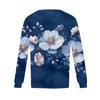 Women's Fashion Casual Pleated Round Neck Vintage Floral Print Long Sleeve T,Shirt Top