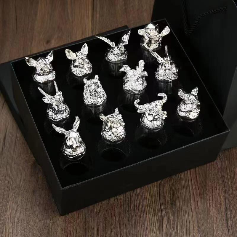 Twelve Zodiac Lead-Free Crystal Wine Glass Set - 25ml Each, Gift Box Included