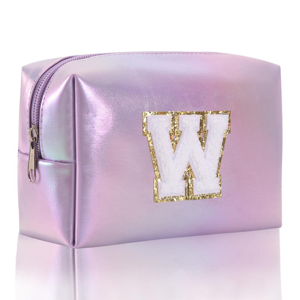 Octagon Bag Embroidery Alphabet Makeup Bag Large Capacity Toiletry Bag Travel Storage Bag Clutch Bag