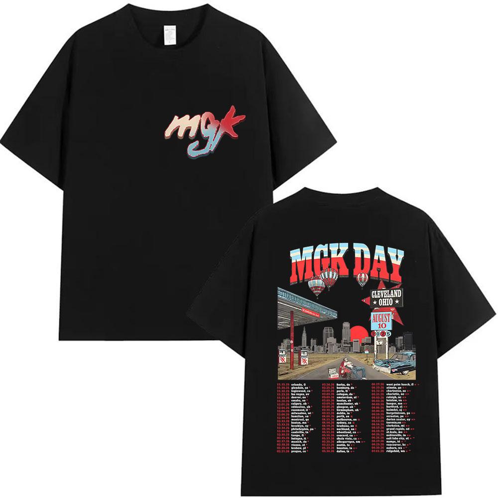 MGK Day Lost Americana Tour 2025 Graphic Print Pure Cotton Gothic Hip-hop T-shirt Oversized Hip-hop Fashion Streetwear