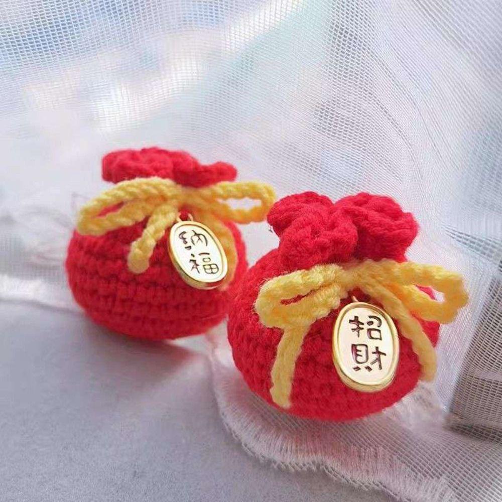 Car Keyring Lucky Keychain Cartoon Knit Doll Pendant Cute Fu Bag Keychain  New Year Gift