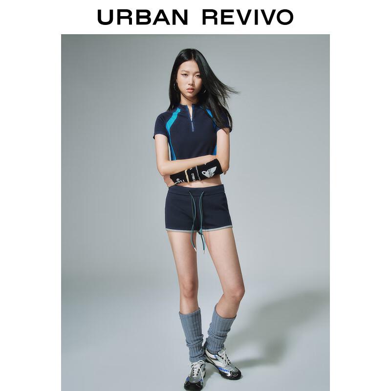 UR Women's 2025 Spring Color Block Zipper Knit Top