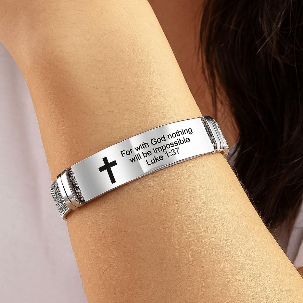 Adjustable Inspirational Quotes Braclets Stainless Steel/PVC Bible Verse Bracelet  Faith Gifts