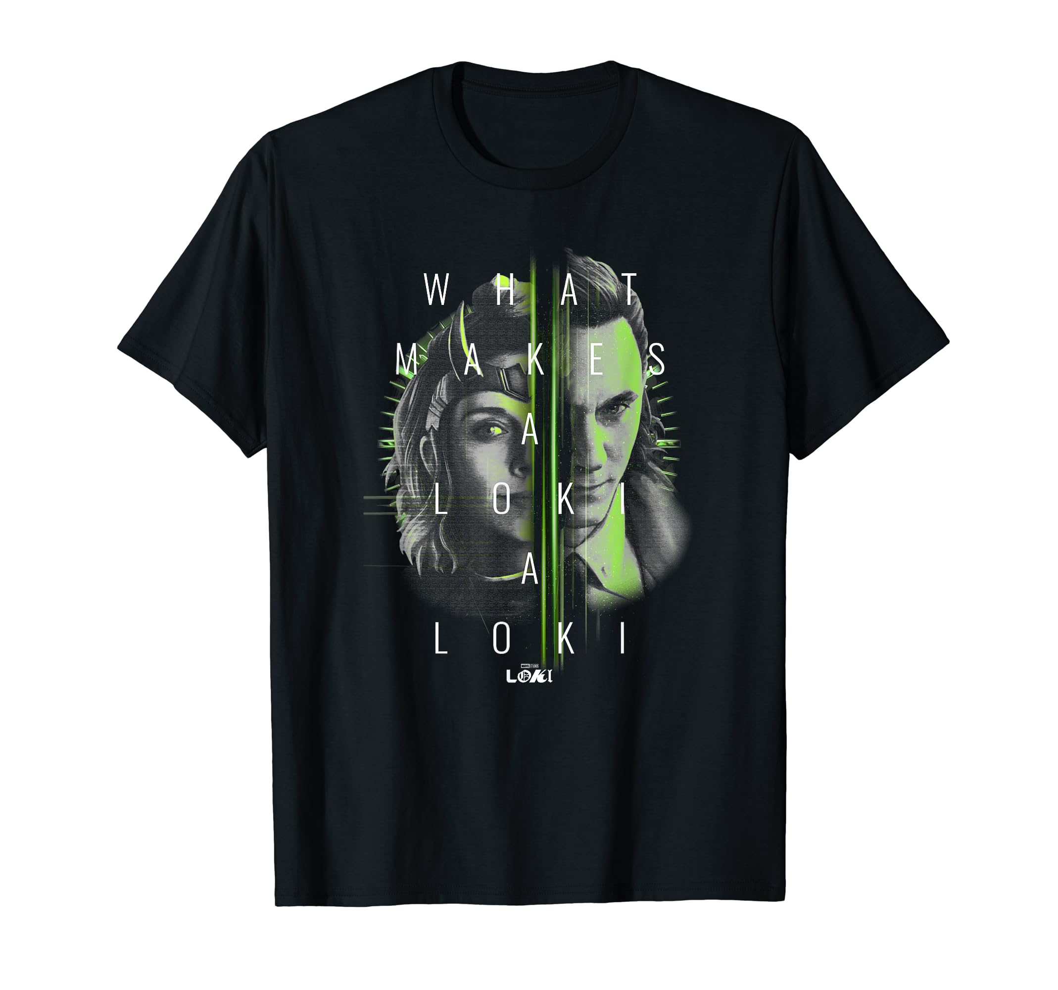 

Marvel Loki Sylvie Что делает футболку с разделенным лицом Локи чёрный