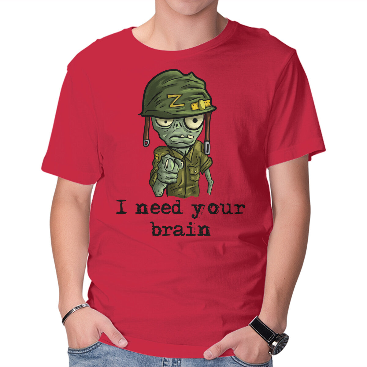 Unisex Crew Neck T-Shirt Soldier Zombie Graphic Short Sleeve Casual Tee S
