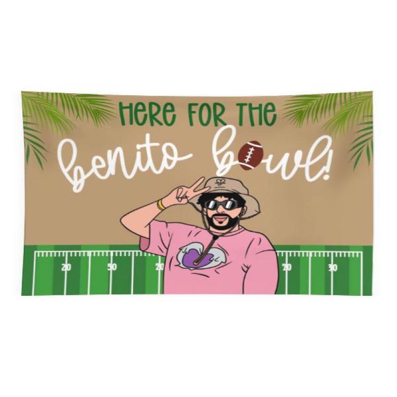 VIKAMA Bad Rascal Rabbit Benito Bowl Tapestry American Football Theme Trendy Hip Hop Style Living Room Decoration