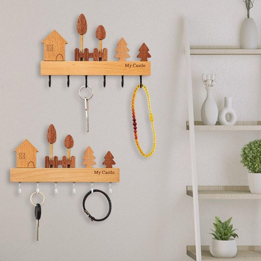 Rabbit Key Hook Rack Solid Wood Coat Rack Entryway Organizer Decorative Hook Housewarming Gift