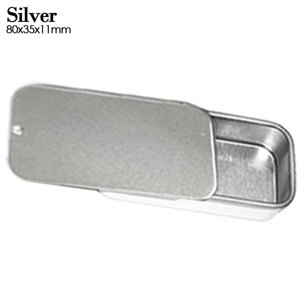 1 Stück Metall Rechteckig Leer Mini Blechdose Weißblech Schieben Süßigkeiten Pillendosen Behälter Glas mit Scharnier Kleine Organizer Aufbewahrungsbox