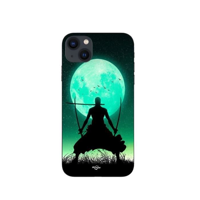 Coque maniacase pour Iphone 13 mini roronoa zoro triple épée pleine lune