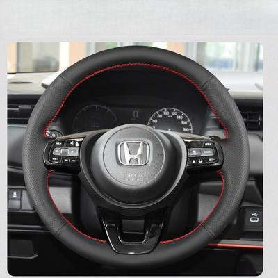 Husa Volan Mașină din Piele Neagră Antiderapantă Cusută Manual Pentru Honda ENS1 ENP1 XRV Vezel Fit Jazz GR -2024