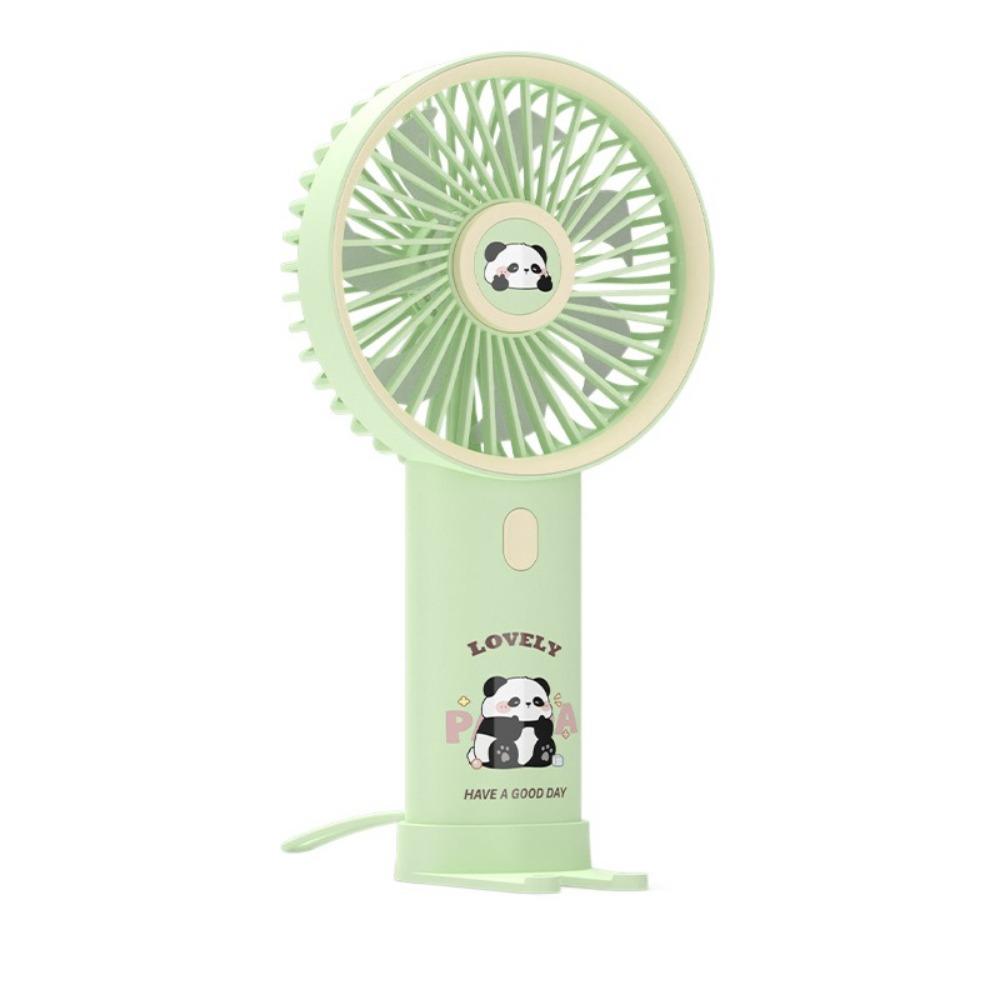 Green Cartoon Panda Fan Creative Cartoon Handheld Fan Simple Mini Electronic Fan  Camping