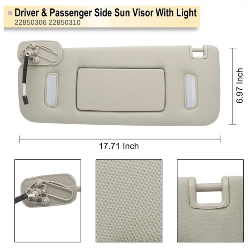 Acessório de substituição para viseiras de sol esquerda/direita 22850310 22850306 Adequado para acessórios automotivos de 2007-2014 Viseiras de sol Sombra