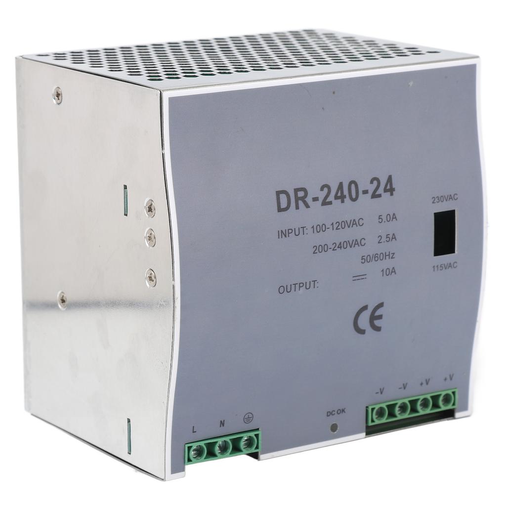 240W AC to DC Converter Transformer DIN Rail Switching Power Supply 100‑120V 200‑240V Overload Protection