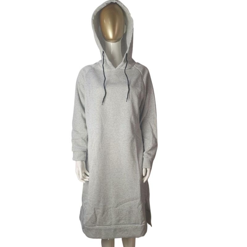 GMXIA Autumn and Winter Hooded Pocket Dress Bottom Shirt Mid-Length Sweatshirt Women's Clothing