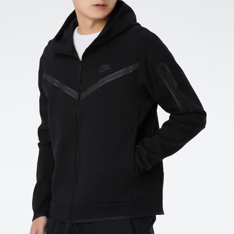 Nike Sportovní mikina s kapucí na zip Tech Fleece (Velikost Asie) Černá Pánská Streetwear CU4490-010