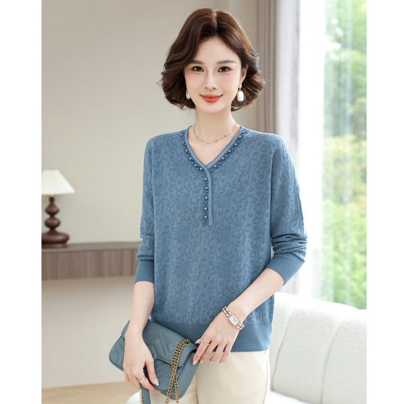 Mom's Bottom Top, Women's Clothing, Spring Clothing, New Sweaters, Middle-aged and Elderly Spring and Autumn Knitted Sweaters