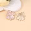 Korean Version of Simple Niche Drip Oil Alloy Light Pink Flower Temperament Stud Earrings, Inlaid with Zircon Exquisite Versatile Earrings