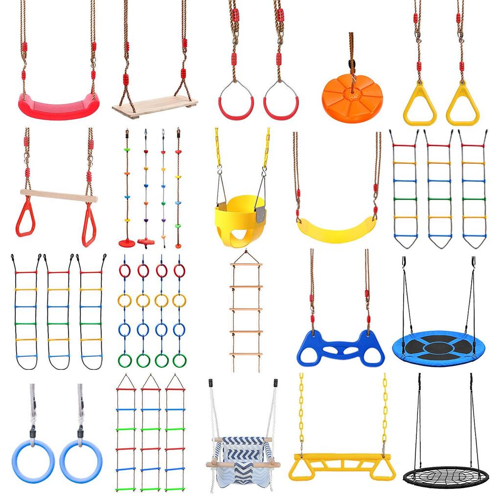 Children's Outdoor Sensory Integration Rope Ladder and Swing Set with Climbing Rings