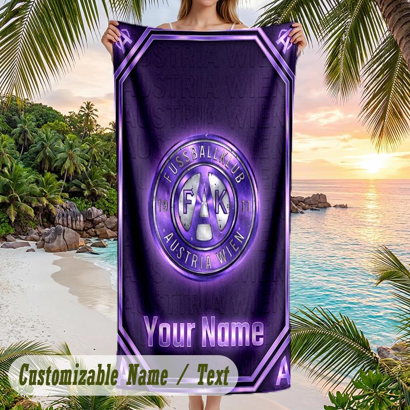 Beach Towel Austria Wien FC Print Custom Name Text Soft Towel for Swimming Pool