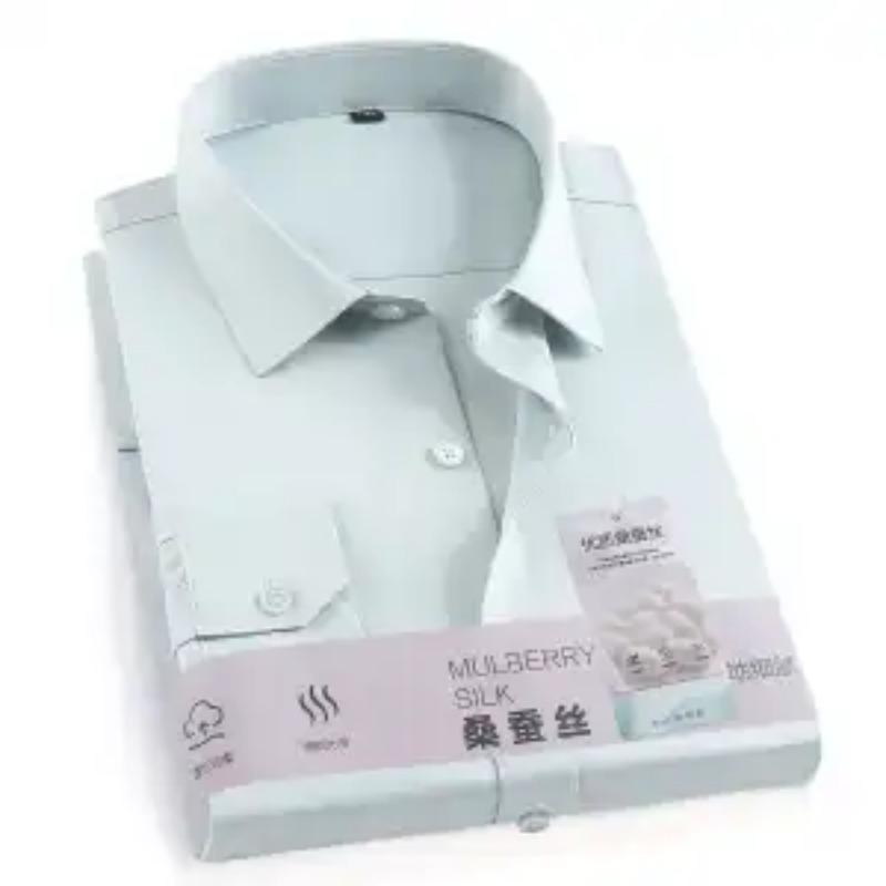 Ανδρικό Στενό Μακρυμάνικο Πουκάμισο Επίσημο Επιχειρηματικό Τοπ Χωρίς Σιδέρωμα Μονόχρωμο Ελαστικό Κουμπωτό