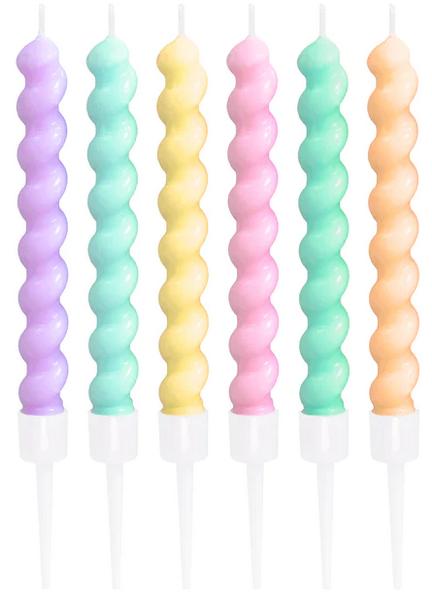 Pastel Spiral Cake Candles 6 Pcs