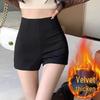 2024 Autumn/Winter Plus Size Women's High Waist Fleece-Lined A-Line Wide Leg Shorts