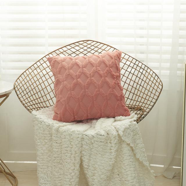 3D Rhombus Plush Pillow Cover Geometric Decorative Throw Pillow Case Soft Cozy Bed Sofa Cushion Cover Nordic Home Spring Decor