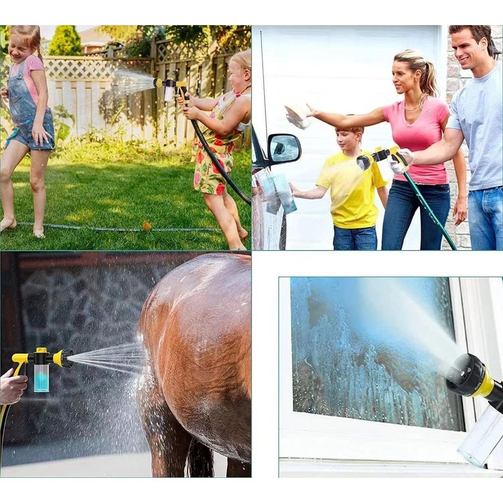Multifunctional  Adjustable Mode Water Guns Nozzle Hose Washer Garten Watering Jet Sprayer with Foam Container Fertilizer Tools