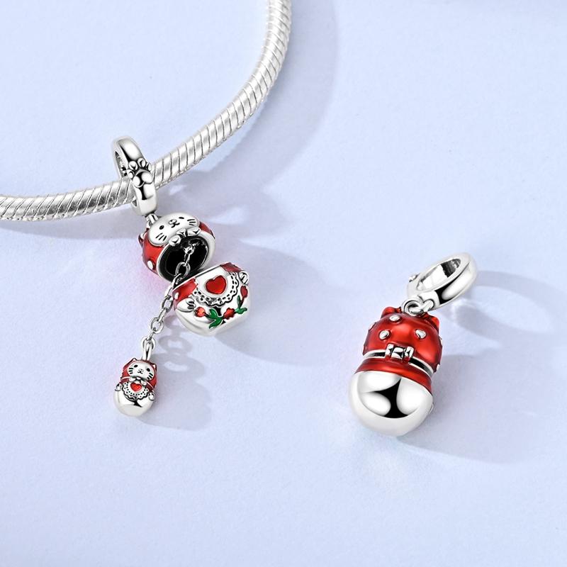 Original 925 Sterling Silver Charms Bead Openable Russian Nesting Doll Pendant Fit Original Bracelet For Women DIY Jewelry Gift