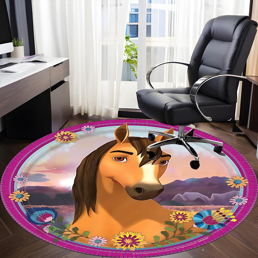 1pc SPIRITED AWAY Horse Chair Carpet for Office, Indoor Non-Slip Polyester Fiber Carpet, Machine Washable, Durable Construction yy251205103