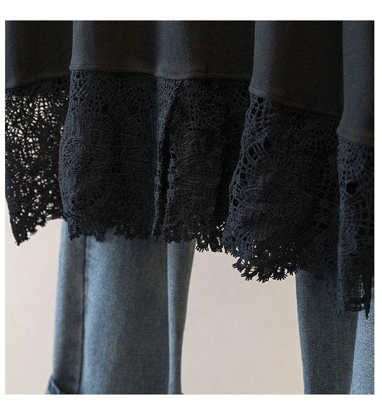 Plus Size German Velvet Lace Long Sleeve High Neck Top - Women's Slimming Autumn Winter Outerwear Shirt