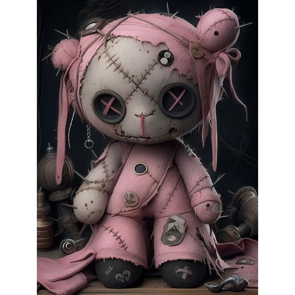 2026 New Dark Gothic Automaton Doll 5d Full Diamond Painting Skeleton Cartoon Character Crystal Cross Stitch Mosaic Home Decor