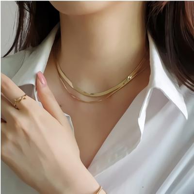 Same-day Delivery for Women's 15K Gold-plated Chain Necklace with Two Snake Chains