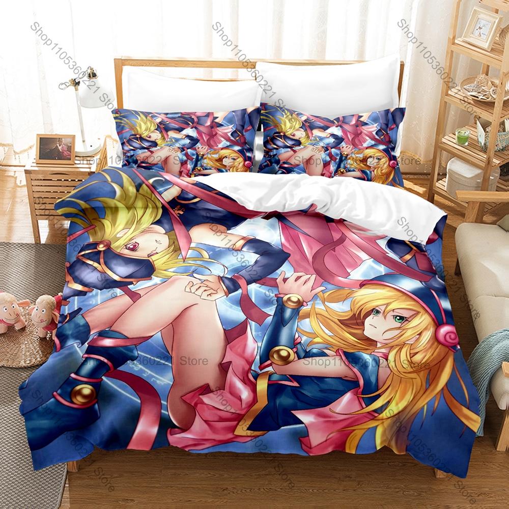 Yu Gi Oh Bedding Set 3Pcs 3D Printed Kpop Duvet Cover & Pillowcases Soft Microfiber Bed Set for Fans Bedroom Decor