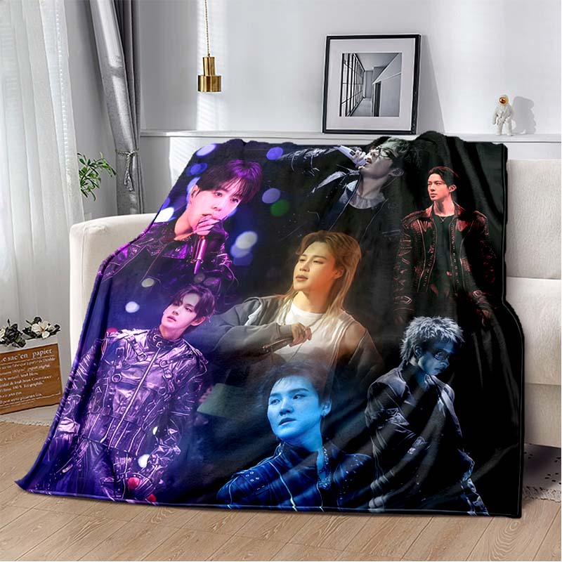 BTS Jungkook Black White Stage Collage Flannel Throw Blanket Soft Warm Sofa Bed Cover For Kpop ARMY Fans Bedroom Decor Gift