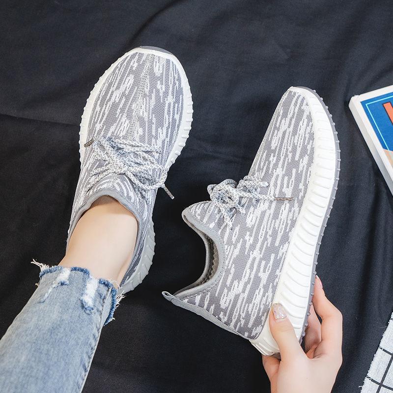 2024 spring and summer new fly-woven women's shoes Korean version trend casual breathable mesh sneakers coconut crab