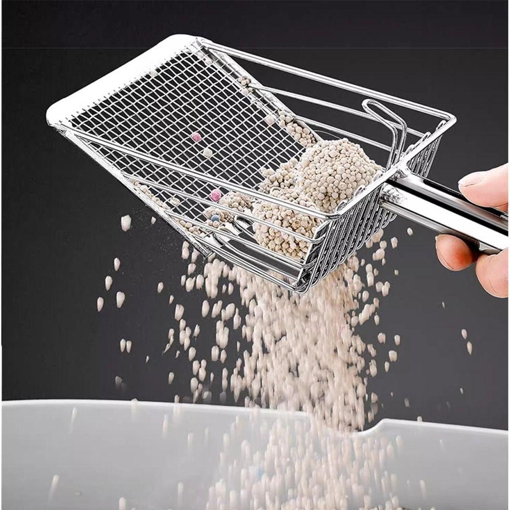Ergonomic Handle Metal Cat Litter Scoop Non Stick Pets Poop Sifting Tool  Kitten Care