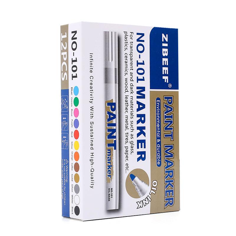 Guangna 101 12-Color Oil-Based Waterproof Marker for Metal and Industrial Use