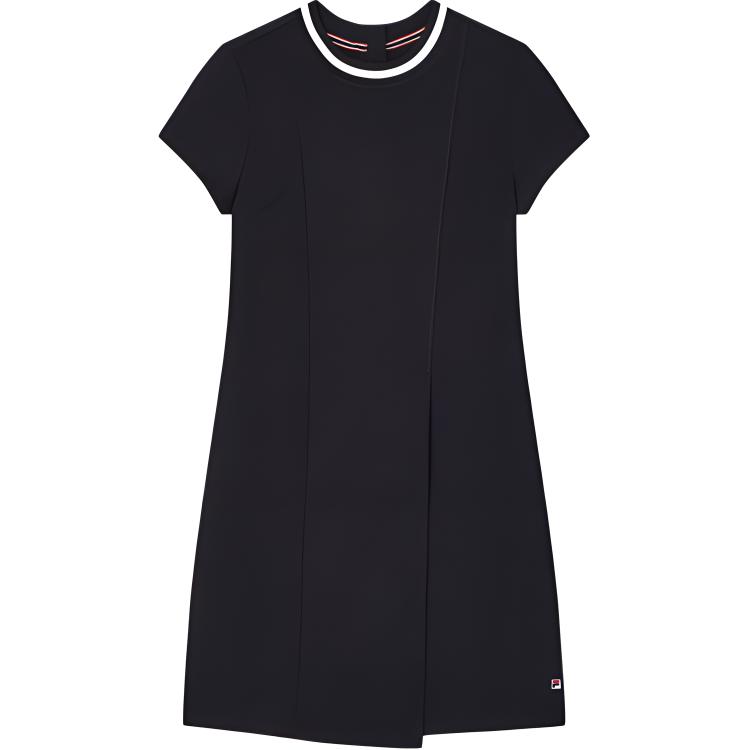 Fila Fitted Short Sleeve Knit Dress Women Dresses Legendary-Blue F11W431311F-NV