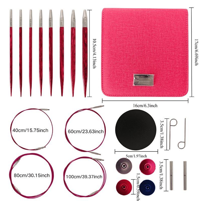 Removable Yarn Weaving Knitting Needle 8 Pairs Interchangeable Crochet Hooks Birch Wood Circular Knitting Set Sweater