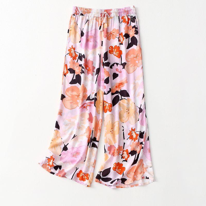 

Self-Retention ~ Foreign Trade Original Order Hawaiian Tie-Dyed Print Cotton Silk Loose Pants Summer Loose Thin Artificial Cotton Pants Image color Euro-M