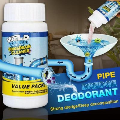 1 pz. Agente di dragaggio per tubi da cucina, lavello, bagno, pulizia, deodorizzazione, lavello, WC, forte detergente per dragaggio, fognatura, scarico a pavimento