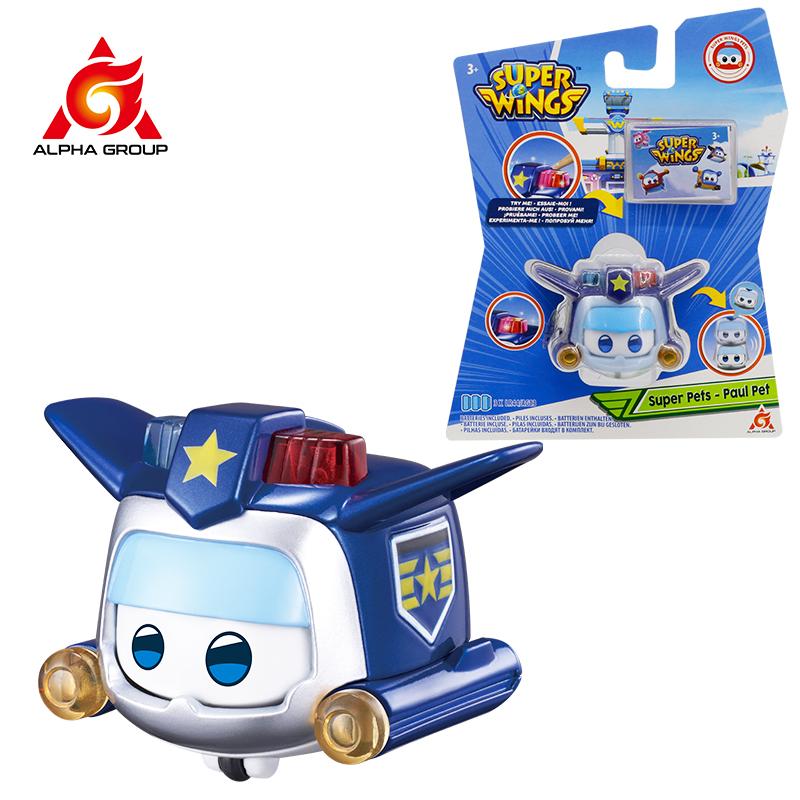 Super Wings Super Pet-Tino Pet Dinosaur With Sparkling Light Slide Face To Change Emotion Stackable Action Figures Kid Toy Gift