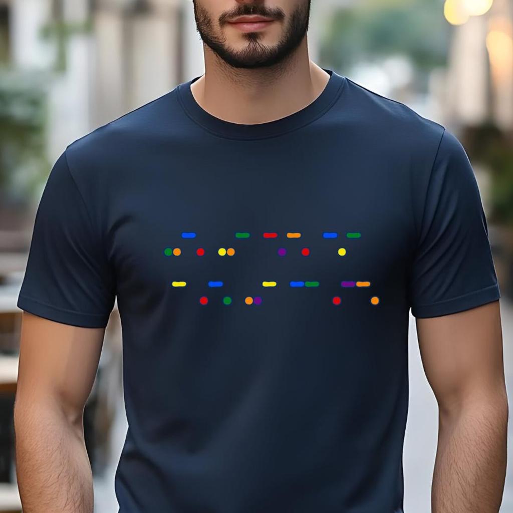 Secret Morse Code LGBTQ T-Shirt: Rainbow Pride Anti-Trump Tee