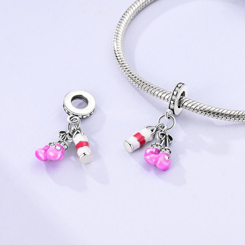 Charms Plata Pink Boxing Gloves Sandbag Pendants Fit Original Bracelets Charms For Women Jewelry Diy Making Gifts