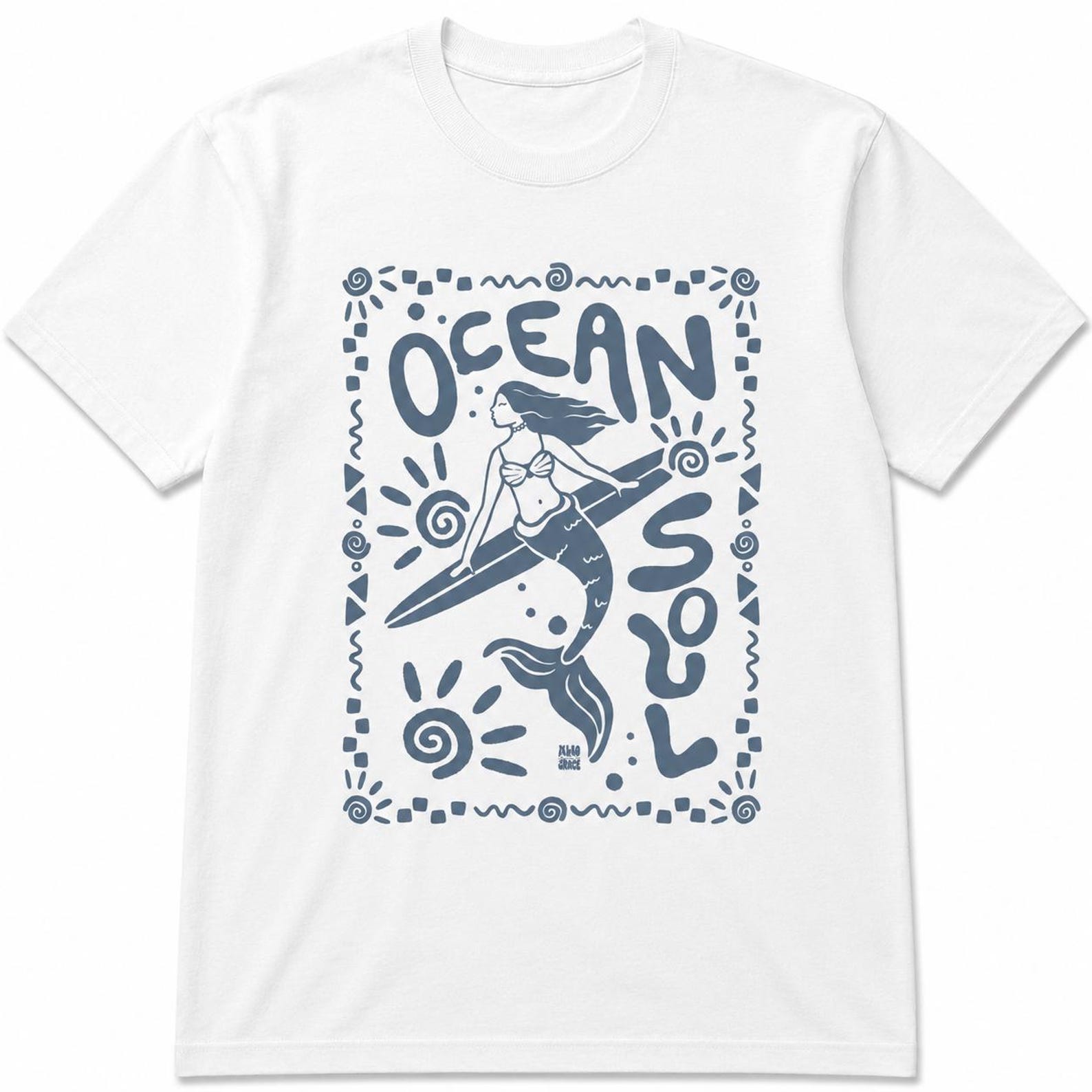Ocean Soul Mermaid Surf Graphic T-Shirt 3XL