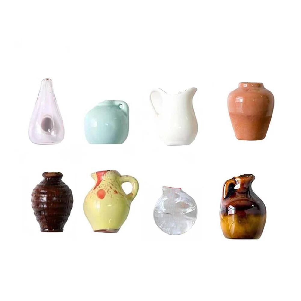 8pcs Cute Ceramic Vase Fridge Magnets 3D Refrigerator Magnets Decoration for Kitchen Office Whiteboard