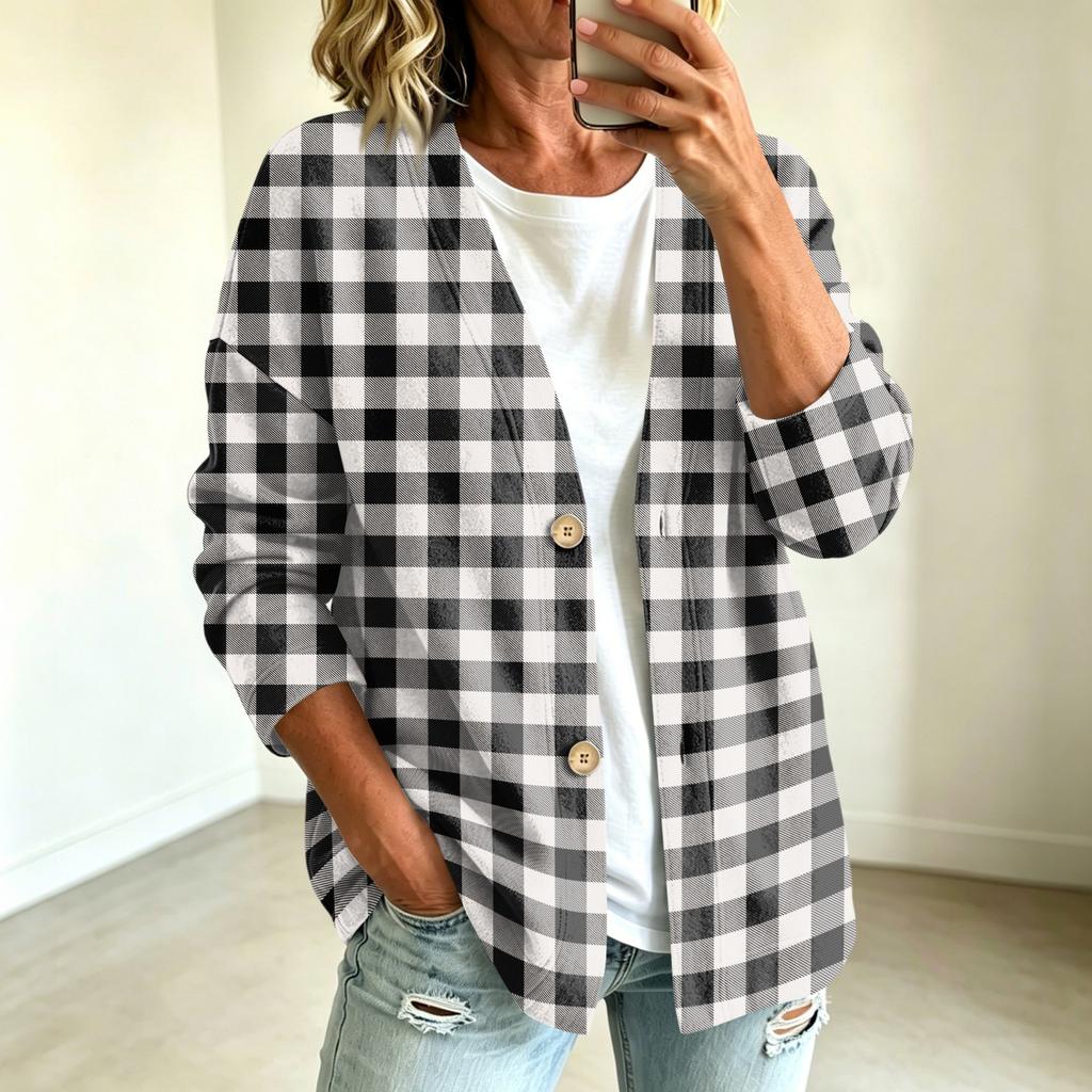Damen Casual Knopfleiste Gestreifte Print Jacke für den Alltag