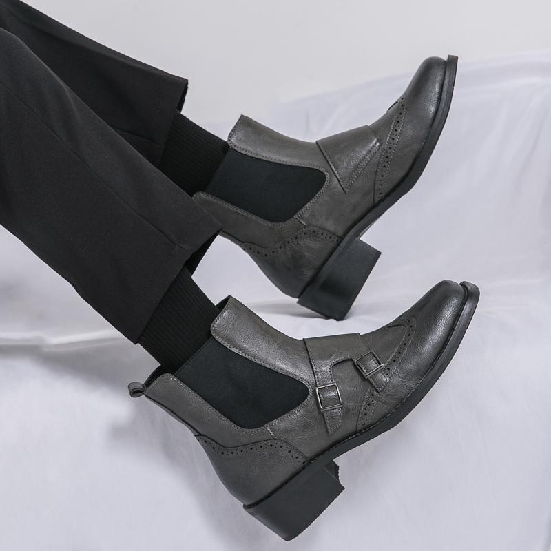 Classic Retro Style Men Leather Boots Anti-slip Wearable High-quality Soles Business Boots Men Outdoor Comfortable Driving Boots